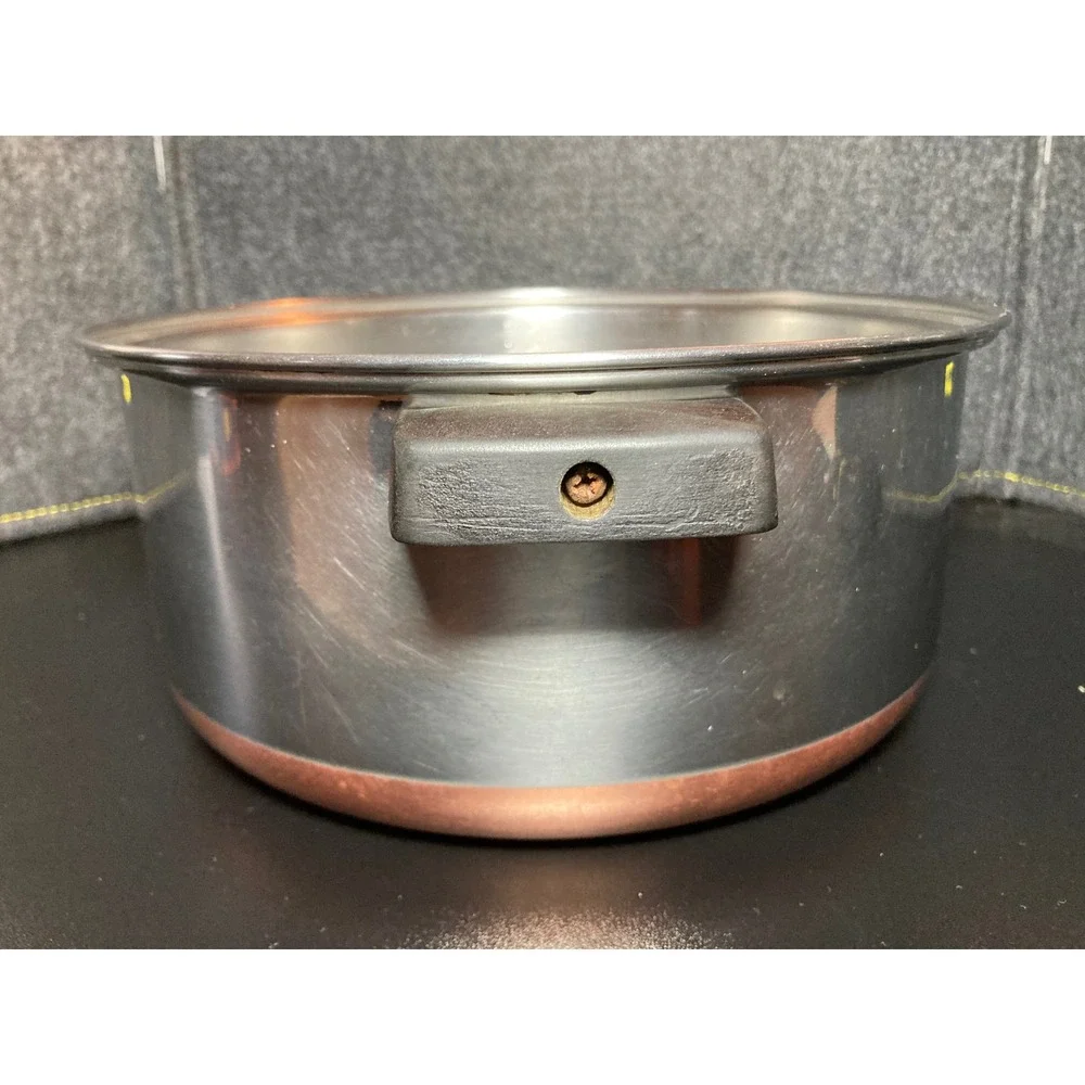 Vintage Ekcoware Stainless Steel Stockpot Thick Copper Bottom Made in USA 4.5 QT